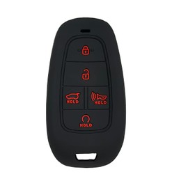 Key Fob Cover Fit for Hyundai：2021 2022 2023 5 Buttons Remote Case Protector Silicone Fit for Hyundai Tucson Palisade Sonata Santa Fe HEV PHEV Cruz Ioniq5 N line | Black RPKEY Key Shell