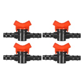 M METERXITY 4 Pack Barb Ball Valve for 5/8" Drip Tubing Plastic Inline Ball Valve Shutoff Switch for Irrigation Greenhouse Aquarium Barb Locking Drip Irrigation Fitting