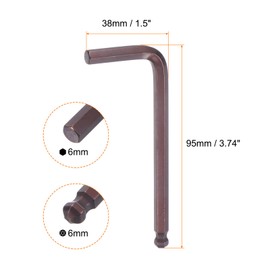 QUARKZMAN Ball Head Allen Key 6 mm S2 Steel L-shaped Metric Hex Key Repair Tool for Home Repairs Red