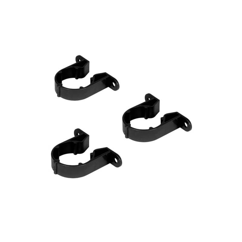 PVC Pipe Clips, 40mm, Black, Pack of 3, Solvent Weld