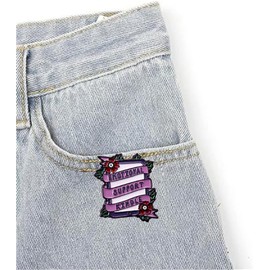 Humorous Quote Pin Brooch Emotional Support Kindle Pad Shape Hard Enamel Pin Psychological Mental Health Awareness Promotion Activity Souvenir Floral Ribbon Brooch Badge for Hat Jacket Canvas Bag