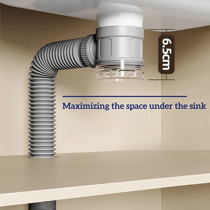 Bathroom Sink Drain Kit with Flexible Expandable Pipe: Odor-Free &