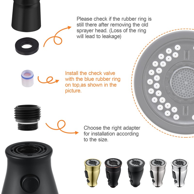 TIORIY Pull Down Kitchen Faucet Head Replacement, 3 Functions Kitchen