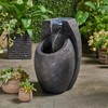 ESPIDOO Modern Outdoor Water Fountain: Concrete-Like Curved Design with LED