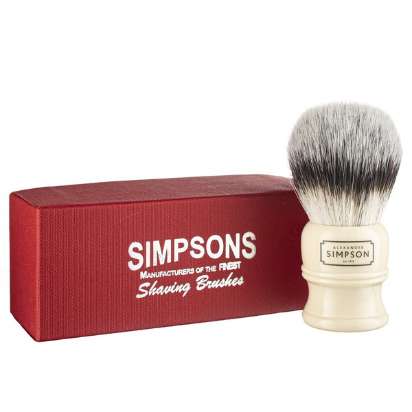 Alexander Simpson Trafalgar Synthetic Shaving Brush - Simpson Shaving Brushes - Faux Ivory Handle (T2)