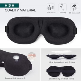 Mumoo Bear Sleep Mask for Side Sleeper 3 Pack, Blackout 3D Eye Mask for Sleeping, Night Blindfold for Men Women