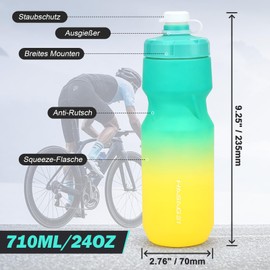 Bicycle Bottle Cage with 710ml Bottle - Heavy Duty Leakproof Design, Non-Slip Grip & Universal Mounting for Mountain Bike/Road Bike Accessories