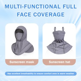3 Pack Summer Balaclava Sun UV Protection Hood Breathable Full Head Mask Face Cover for Men Women Motorcycle Cycling Fishing (3Pcs-Black)
