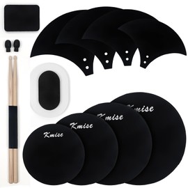 Horse Drum Mute Pads, Foam Drum Silencer Pads Set 12 Pieces with Drum Dampening Pads, Hi-Hat Set Pad, 1 Pair Drumstick Dampeners, and Cymbal Muffler Pads Fit 10”, 12”, 14”, 16" Electric Drum Kits