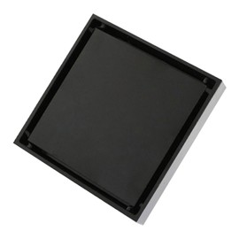 4 Inch Square Invisible Shower Drain Stainless Steel Anti Odor Bathroom Floor Drain 1.3mm Tileable Black