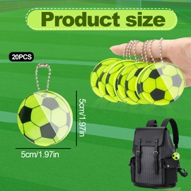 20 pieces reflector pendants, reflector pendant football, PVC reflector football, reflective football pendant, pendant school bag for school bags, clothes, keys, school bag, bicycle