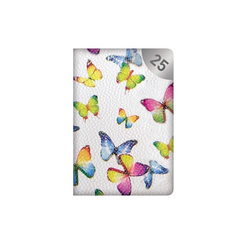 2025 Pocket Diary Week to View White Textured Cover Butterfly