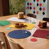 Dulton RN-0662PYLG Placemat, Round, Lively Reversible Placemat, Yellow x Dark