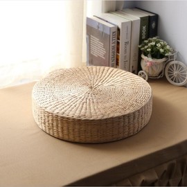 Hand Made Plaited Futon Mat Bulrush Mat Floor Mat Round Japanese Solid Color Bay Window Mat
