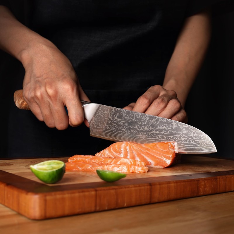 hecef Damascus Chef Knife, High Carbon Stainless Steel Ultra Sharp
