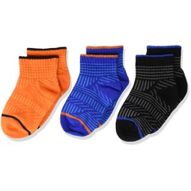 Stride Rite Boys' Toddler 3-Pack Quarter, Toby Tonal Brights, Sock: 6-7.5 / Shoe: 7-10
