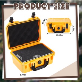 Relaxweex 16.3 x 12.4 x 6.5 Inch Waterproof Hard Case with DIY Customizable Foam Insert Portable Protective Case with Knife for Camera Drones Equipments Tools Test Instruments (Yellow)
