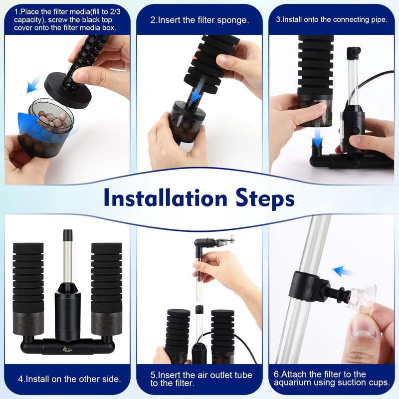 AQQA Electric Sponge Filter for Fish Tank – Quiet Internal
