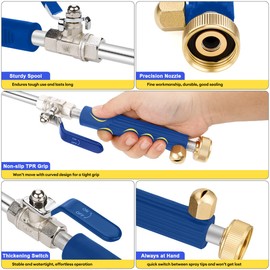 Hydro Jet Power Washer Gun, Wand Water Gun with 3 Power Washer Hose Nozzle Watering Sprayer for Patio Sidewalk Car Window Garden Washing Blue