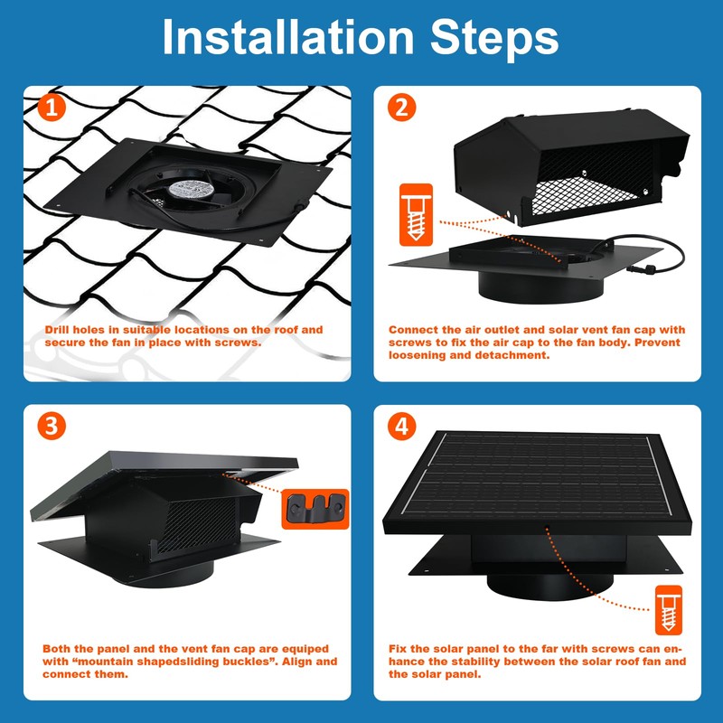 Bghdas 25W Solar Attic Fan, 8 Inch IP68 Waterproof Solar