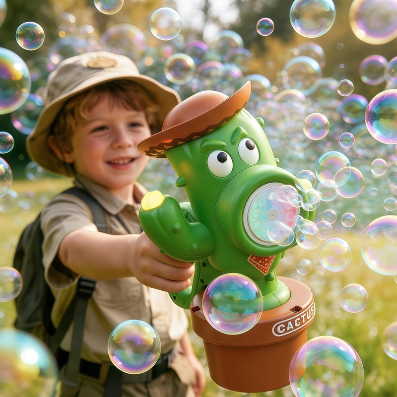 Cactus Bubble Machine for Children, Automatic Cactus Toy Bubble Maker
