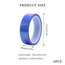 AONAYO 4 Rolls of Sublimation Tape, 10 mm x 33 m Heat Resistant Tape, High Temperature Heat Resistant, Backs Suitable for Sublimation Paper, Electronic Printing