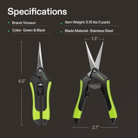 VIVOSUN VIVOSUN 2-Pack Gardening Scissors 6.5 Inch Hand Pruner Pruning Shear with Straight Stailess Steel Blades, Black and Green