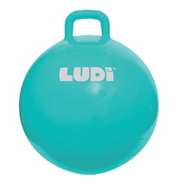 LUDI Hopper Ball Adapted Grip - Large Inflatable Bouncy Ball - Thick and Elastic Plastic - Indoor and Outdoor Toy - Become a Top Bouncer - Age 5 Years and Above, 55, blue