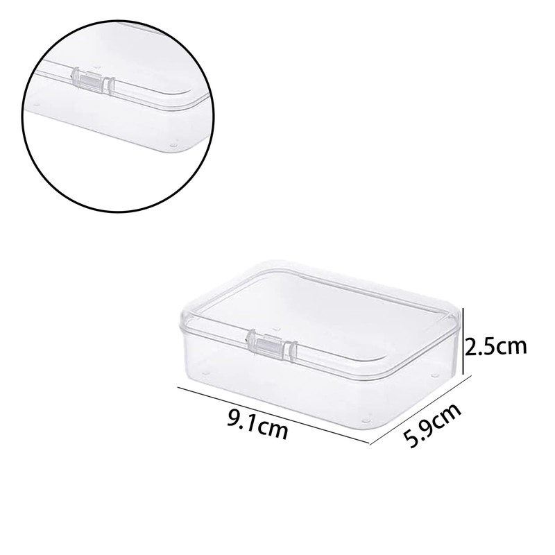 Leliafleury 9.1x5.9x2.5cm Transparent Plastic Organizer, 5Pcs Empty Mini Rectangular Storage