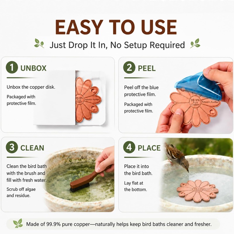 Dreplfn Daisy Flower Bird Bath Copper Disk 1 Pack 0.8mm