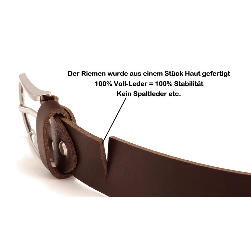 Fa.Volmer® Men's Buffalo Leather Belt Jeans Suit Brown 38 mm