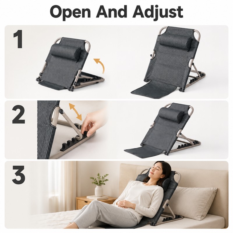 Lifting Bed Backrest Floor Chair for Comfortable Sitting - 6-Speed