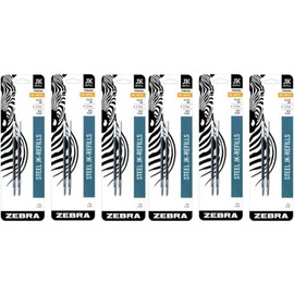 Zebra G-301 Stainless Steel Pen JK-Refill, Medium Point, 0.7mm, Black Ink, 2-Count (6 Pack)