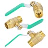 3Pcs Ball Valve Dual Male 1/2in Thread Switch Water Pipe