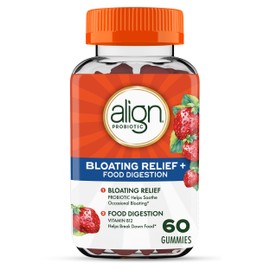Align Probiotic, Bloating Relief + Food Digestion, Probiotics for Women and Men, Probiotic Helps Soothe Occasional Bloating*, With Vitamin B12 to Help Break Down Food into Cellular Energy*,60 Gummies