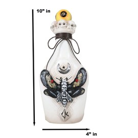 Ebros Gift Occult Wicca Black Skull Moth Crescent Moon and LED Witch Eyeball Faux Potion Bottle Apothecary Alchemy Decor Figurine Mystical Witches Wicca Occultic Psychic Witchcraft