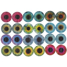 10 Pairs 25mm Glow in the Dark Glass Round Pupil Eyes Round Dome Glass Cabochons Flatback for DIY Craft Clay Eyes
