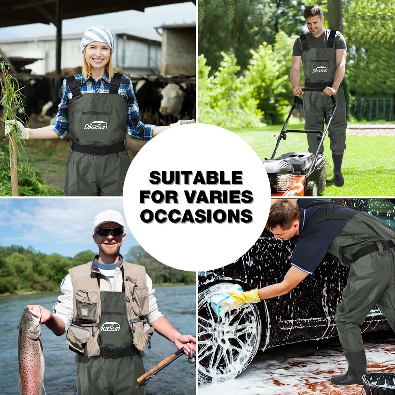 Waterproof Fishing Waders for Men Women| 2-Ply Nylon/PVC Chest Wader