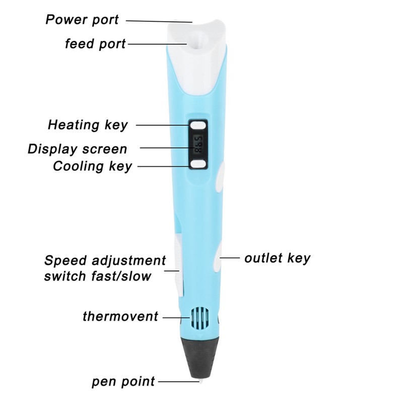 Professional 3D Pen OLED Display PLA ABS DIY Printing Pen