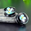 TBOSEN 1 Pair Glass Flower Style Tunnel Stud Gauges Expander