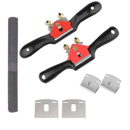 Adjustable Spokeshave Set 2pcs with 4 Metal Blades, 4-Way Wood Rasp File & Manual Planer – Perfect for Planing, Trimming, Carving, and Deburring in Woodworking