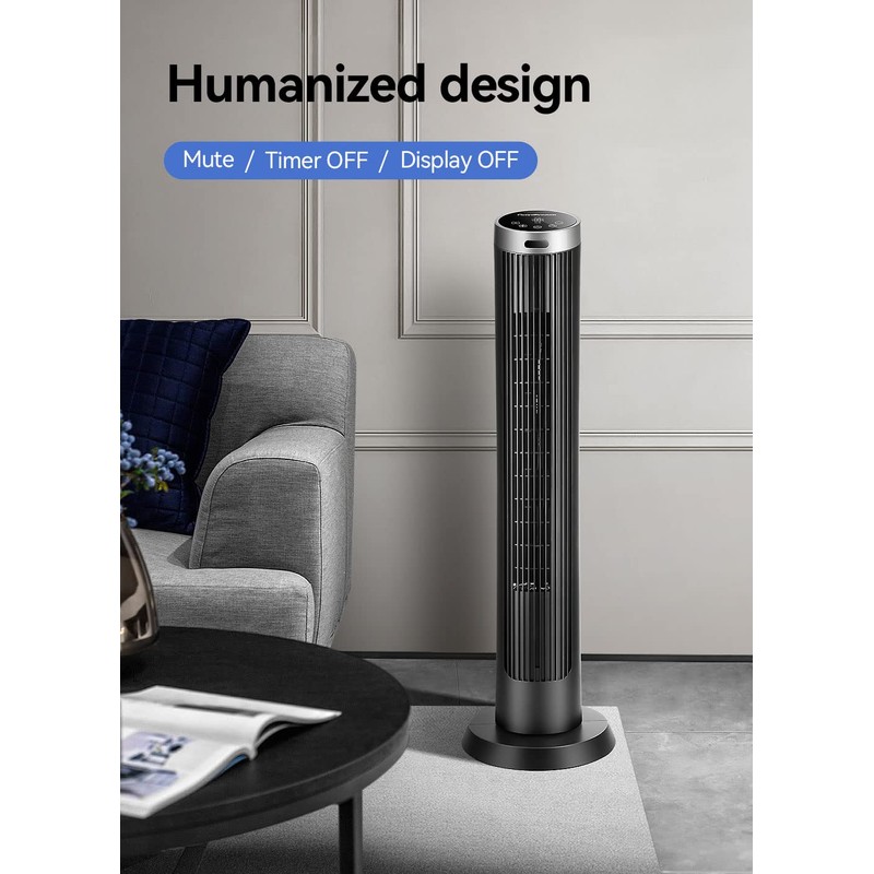 OmniBreeze Digital Electric Tower Fan, with Remote Control, LED Display,