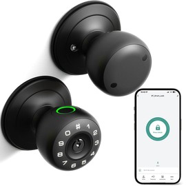 Fingerprint Door Lock,4 in 1 Smart Door Knob with Keypad Code,Biometric & App Control,Auto-Lock,Keyless Entry Door Locks for Bedroom,Home,Garage,Apartment,Office,Warehouse
