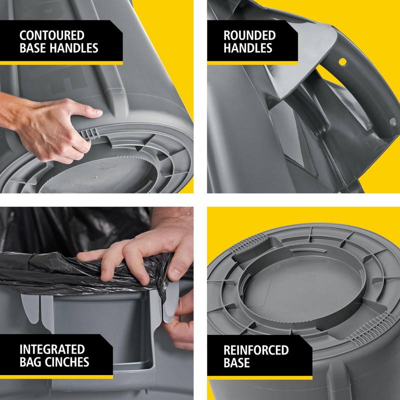 Rubbermaid Commercial Products BRUTE Heavy-Duty Round Trash/Garbage Can with Venting