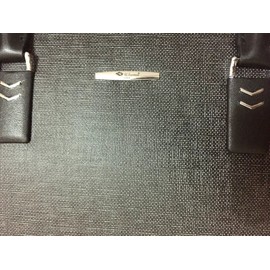 UScarmen Zip Top Leather Laptop Briefcase Messenger Shoulder Bag 097 BLACK Men's