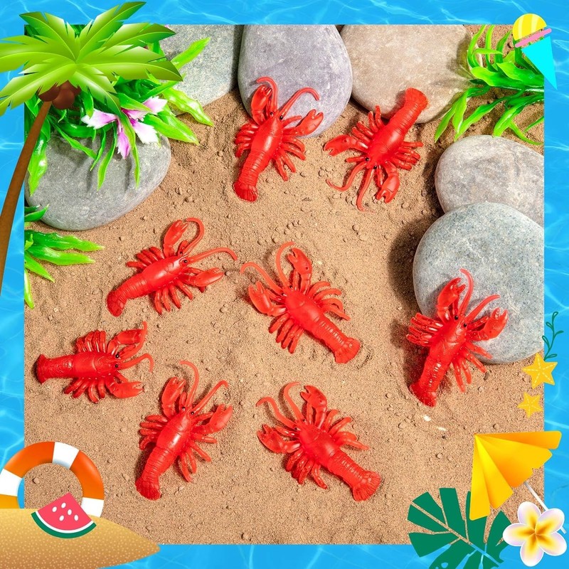 50 Pcs Soft Lobster Models, Crawfish Decoration for Summer Beach