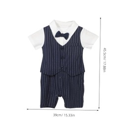FOMIYES Boy Short Sleeve Romper: Baby Clothes Newborn Summer Gentleman Tuxedo Jumpsuit One Piece with Bow Tie for Wedding Holiday 59 Cm