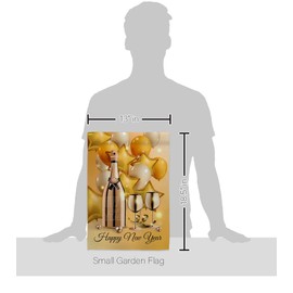 Ornament Collection Golden New Year Garden Flag Set Wall Holder Winter Clock Countdown Champagne Party Fireworks Celebrate House Decoration Banner Small Yard Gift Double-Sided, Made in USA