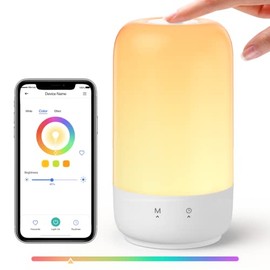 meross Smart Lamp, WiFi Table Lamp Compatible with Apple HomeKit Alexa Google Home, Bedside Touch Lamp RGBWW Colour Voice Remote app Control (2.4GHz WiFi Only)