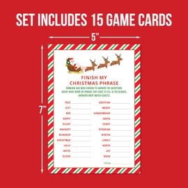 15 Christmas Phrase Fill In Word Game Cards- Holiday Party, Cookie Exchange, Office, Work, Church Group, Friends - Fun, Easy Activity for Women, Men, and Kids